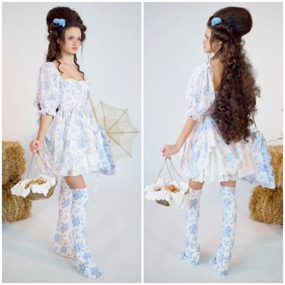 💕SELKIE💕 The Bed & Breakfast Kiera Dress ~ Blue Floral Print XXL - Picture 2 of 16